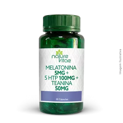 Melatonina 5mg + 5 HTP 100mg + Teanina 50mg 30 Cápsulas Melatonina 5mg + 5 HTP 100mg + Teanina 50mg 30 Cápsulas