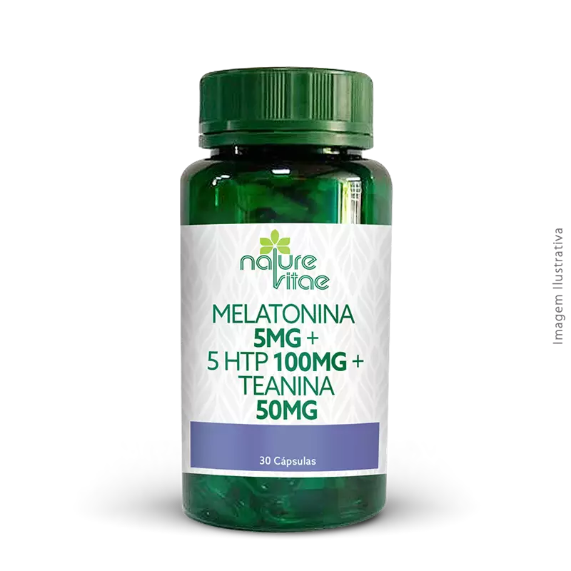 Melatonina 5mg + 5 HTP 100mg + Teanina 50mg 30 Cápsulas